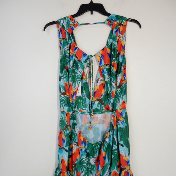 MILLY Cabana Frankie Parrot V Neck Mini Swim Cover Up DRESS Size L NEW $395 - Picture 12 of 13